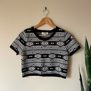 Black & White Tribal Crop Top